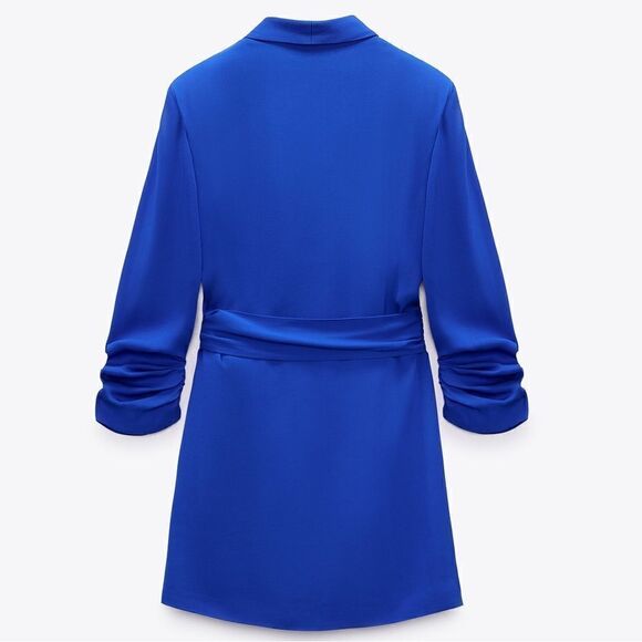 Zara Blue Wrap Front Blazer Dress - Picture 7 of 9